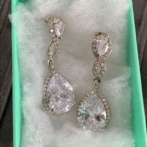 Silver Dangle Wedding Earrings